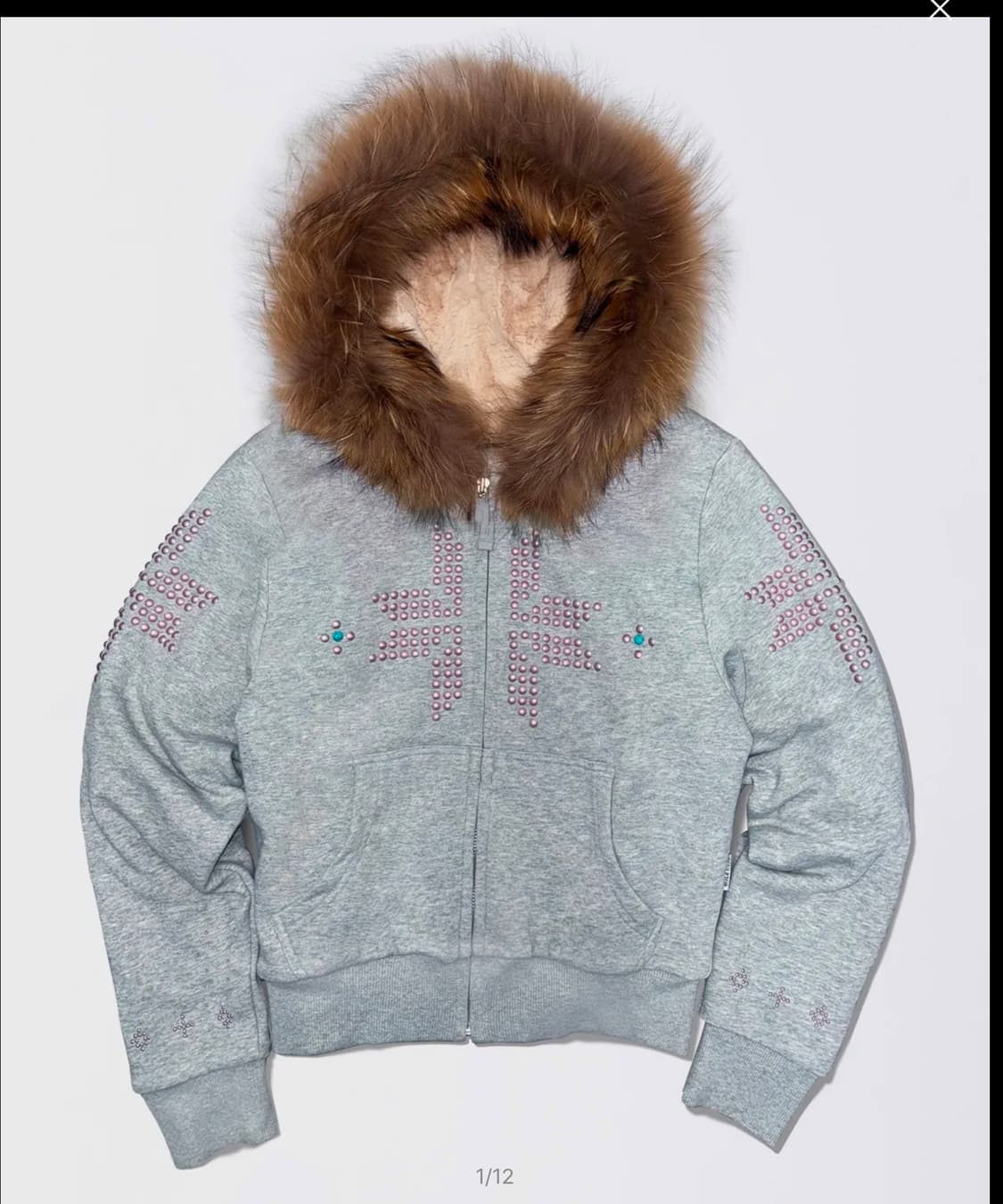 스컬프터 퍼 트리밍 후드집업 멜란지 그레이 M 상품이미지1