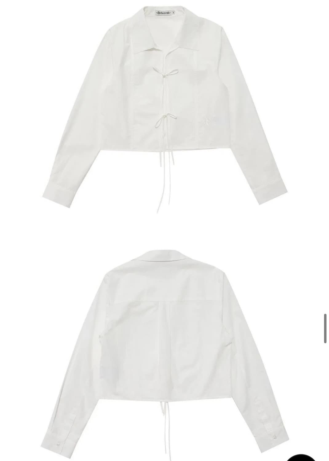 델리센트 리본 크롭 셔츠 화이트 상품이미지4