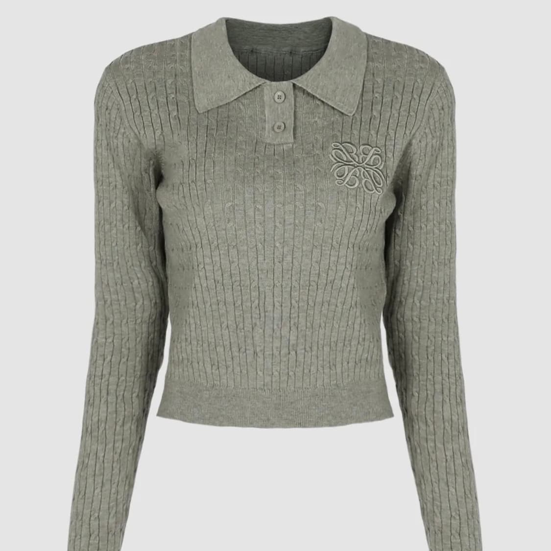 배드블러드 플뢰르 로고 트위스트 폴로 스웨터 그린 상품이미지1