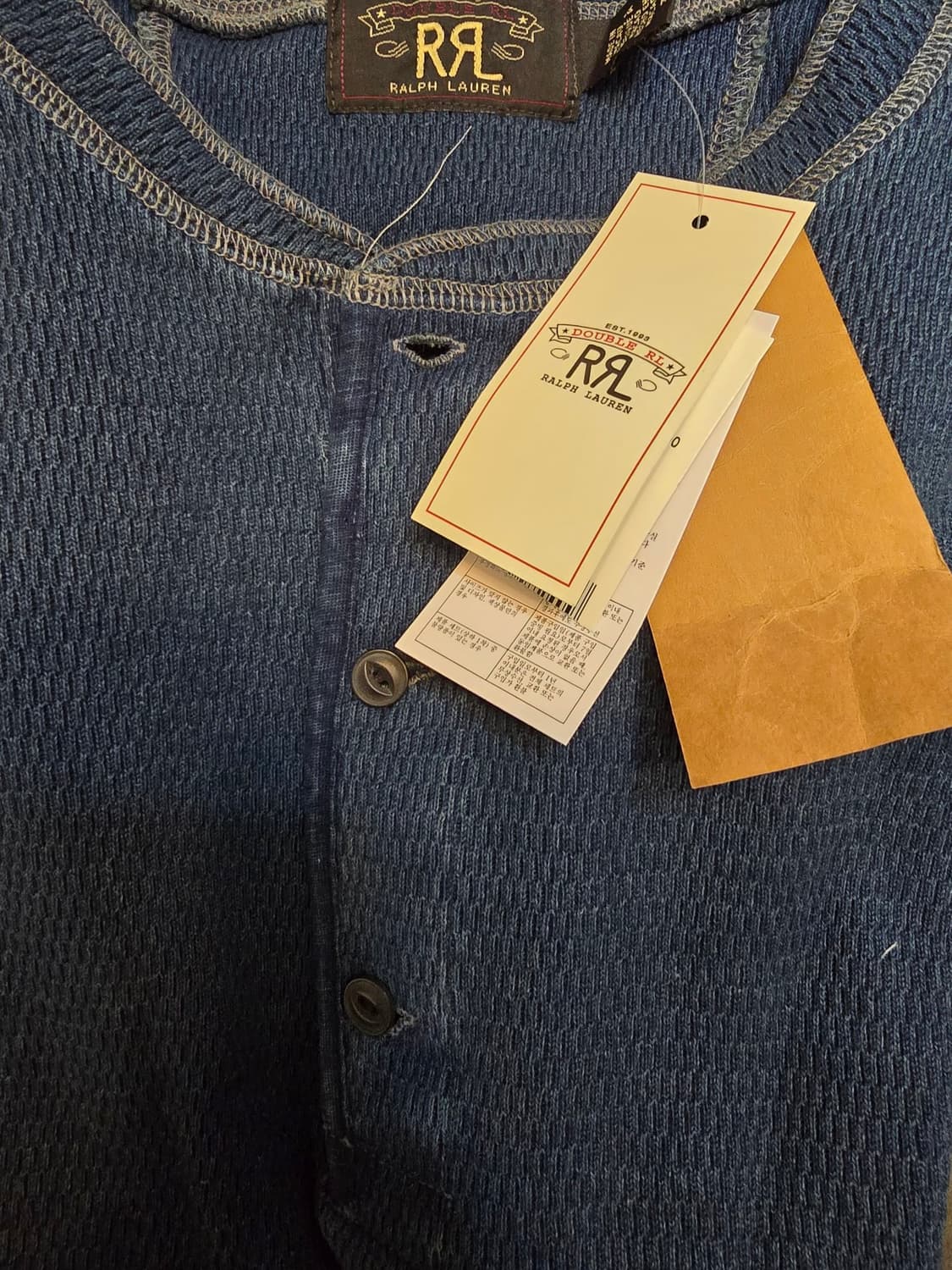RRL 와플 니트 헨리넥 인디고 M 상품이미지2