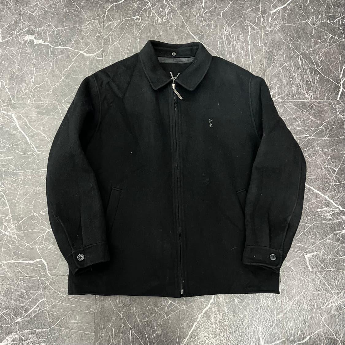 입생로랑 로고 모직 블루종 집업자켓 블랙 상품이미지2