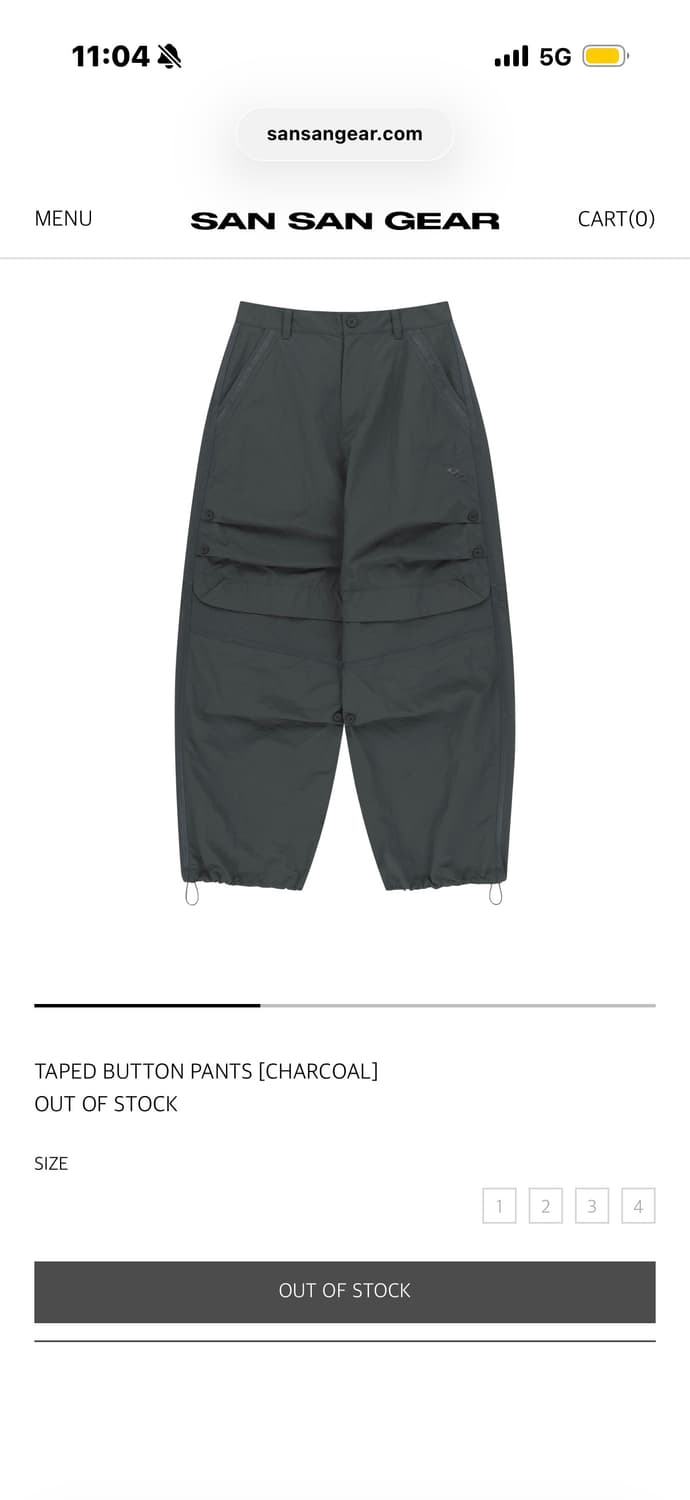 산산기어 TAPED BUTTON PANTS [CHARCOAL] 상품이미지1