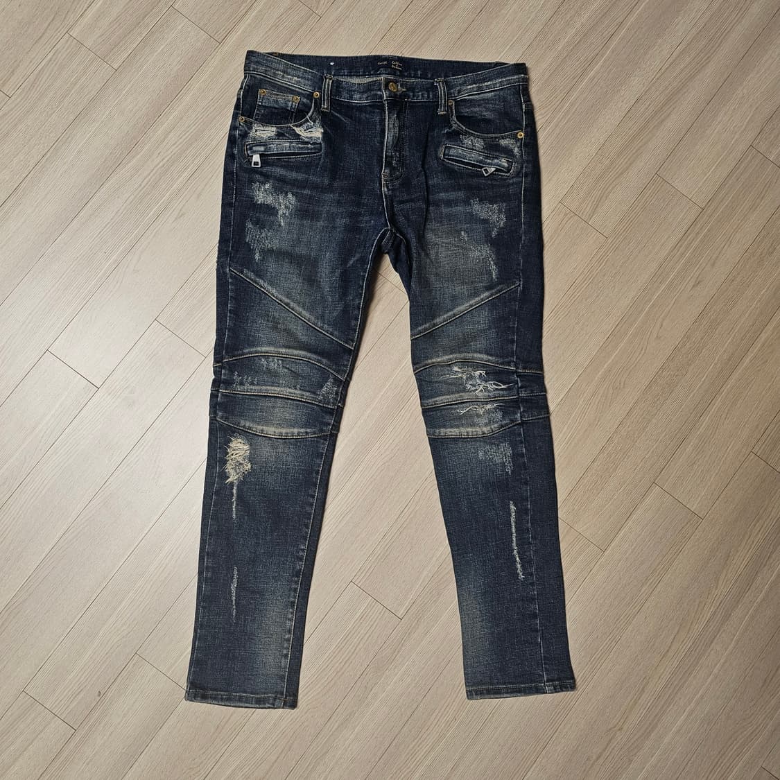 43 44 34 바이커핏 바이커진 스판 워싱 데님 스키니 청바지 빈티지 상품이미지1