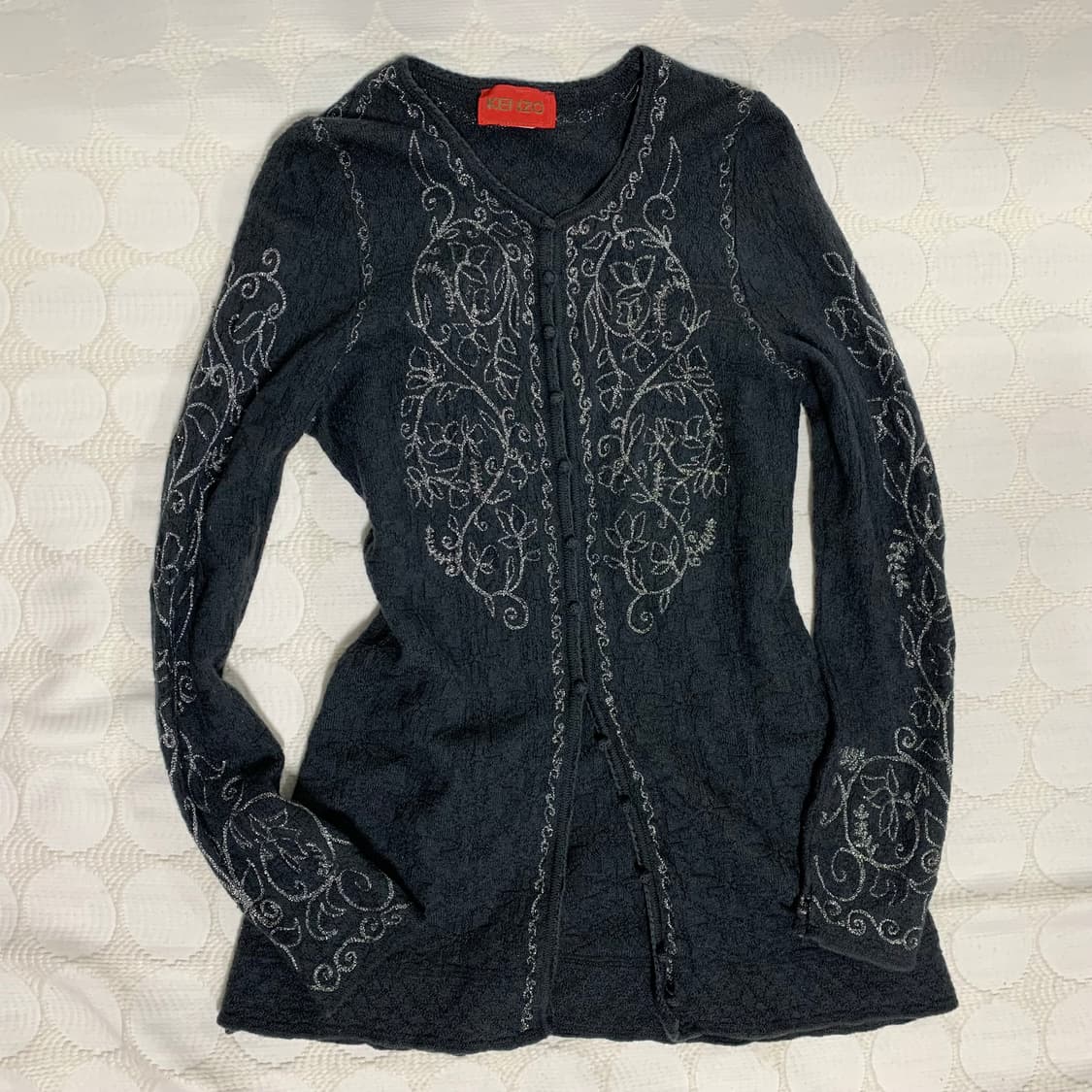 Kenzo 실버 스레드 위빙 디테일 니트 가디건 상품이미지4