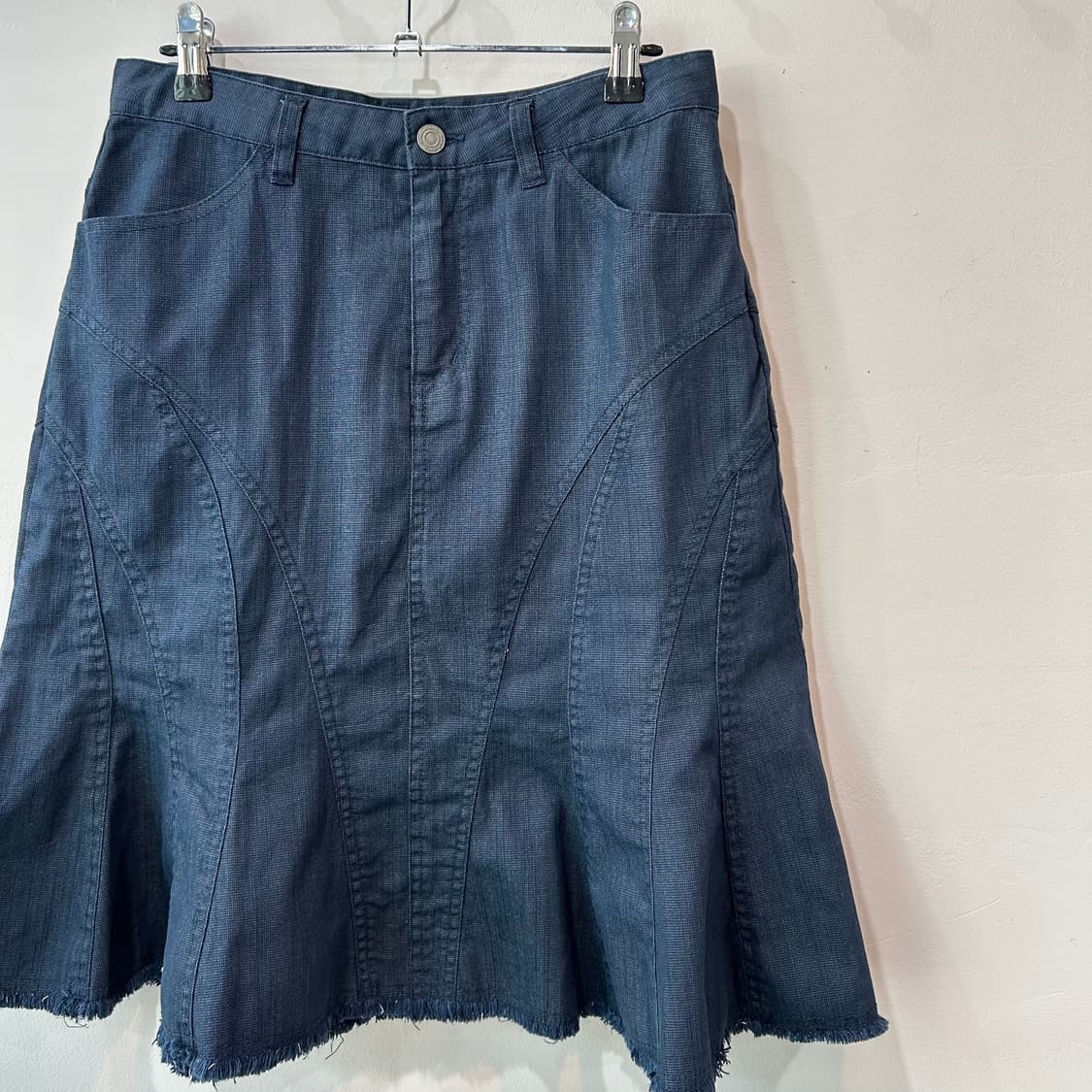 네이비 플레어 미디 스커트 상품이미지4