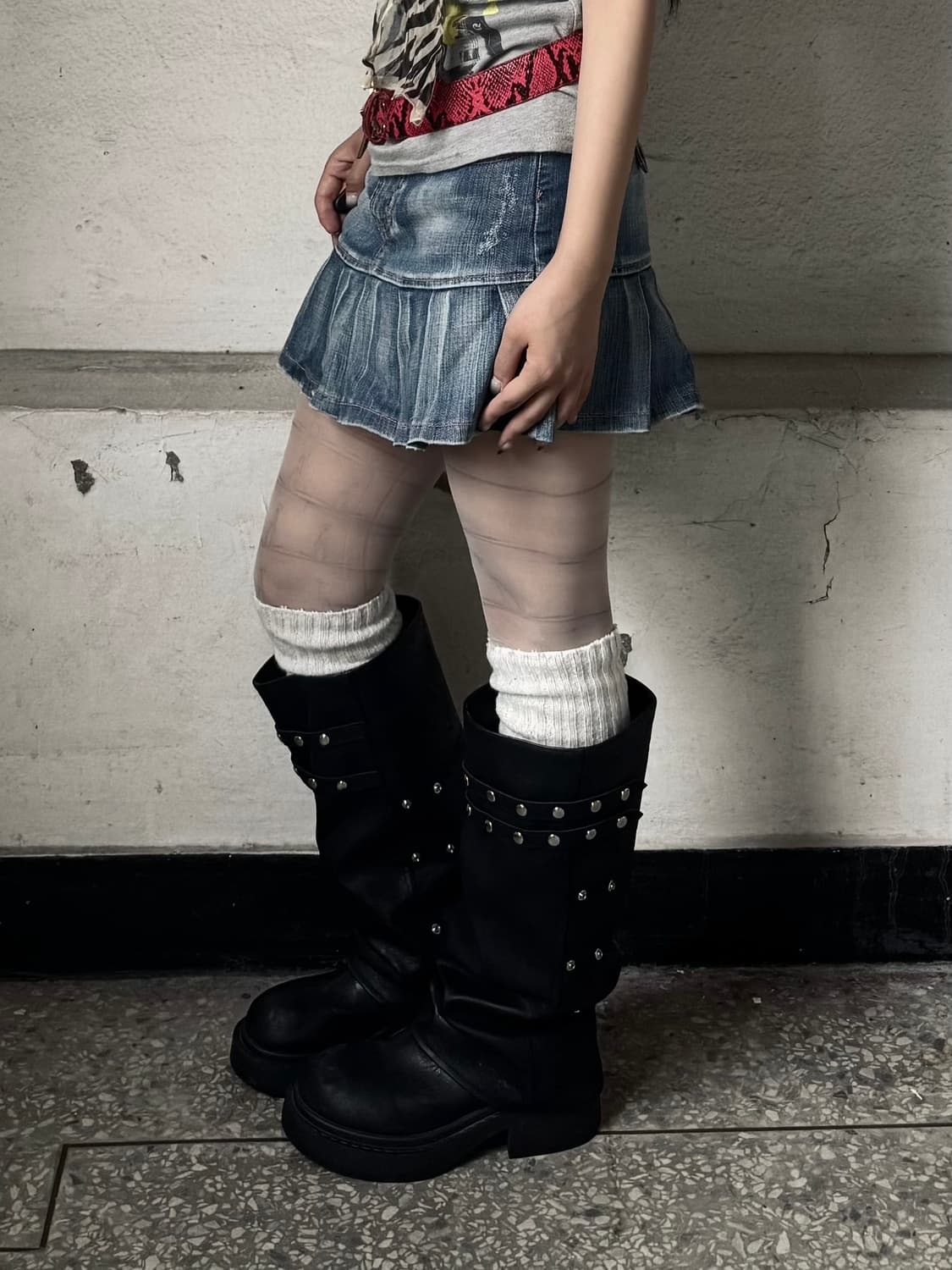 Denim pleats skirt 상품이미지2