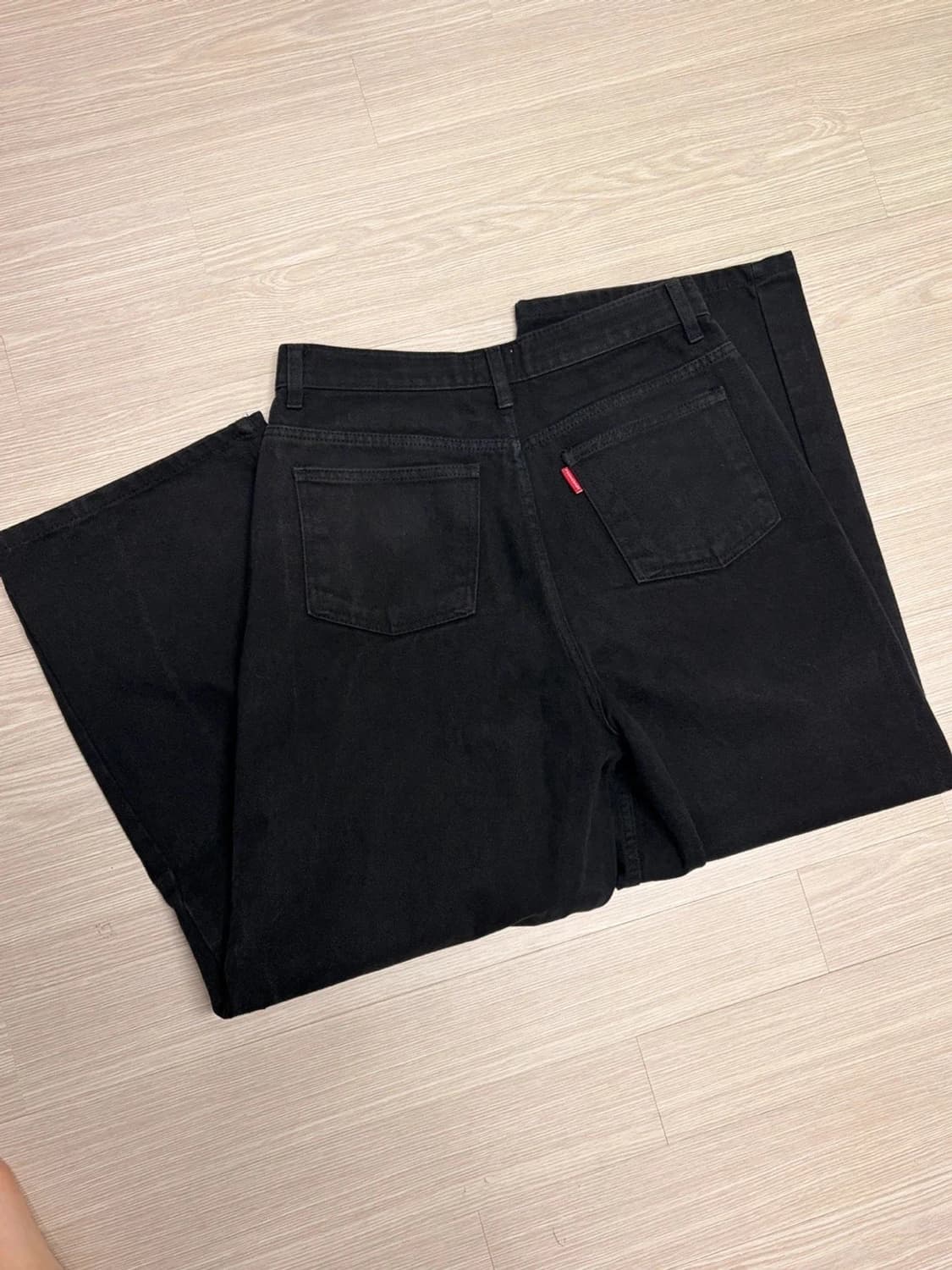 블랙업 미런 와이드 코튼팬츠(M) 상품이미지5