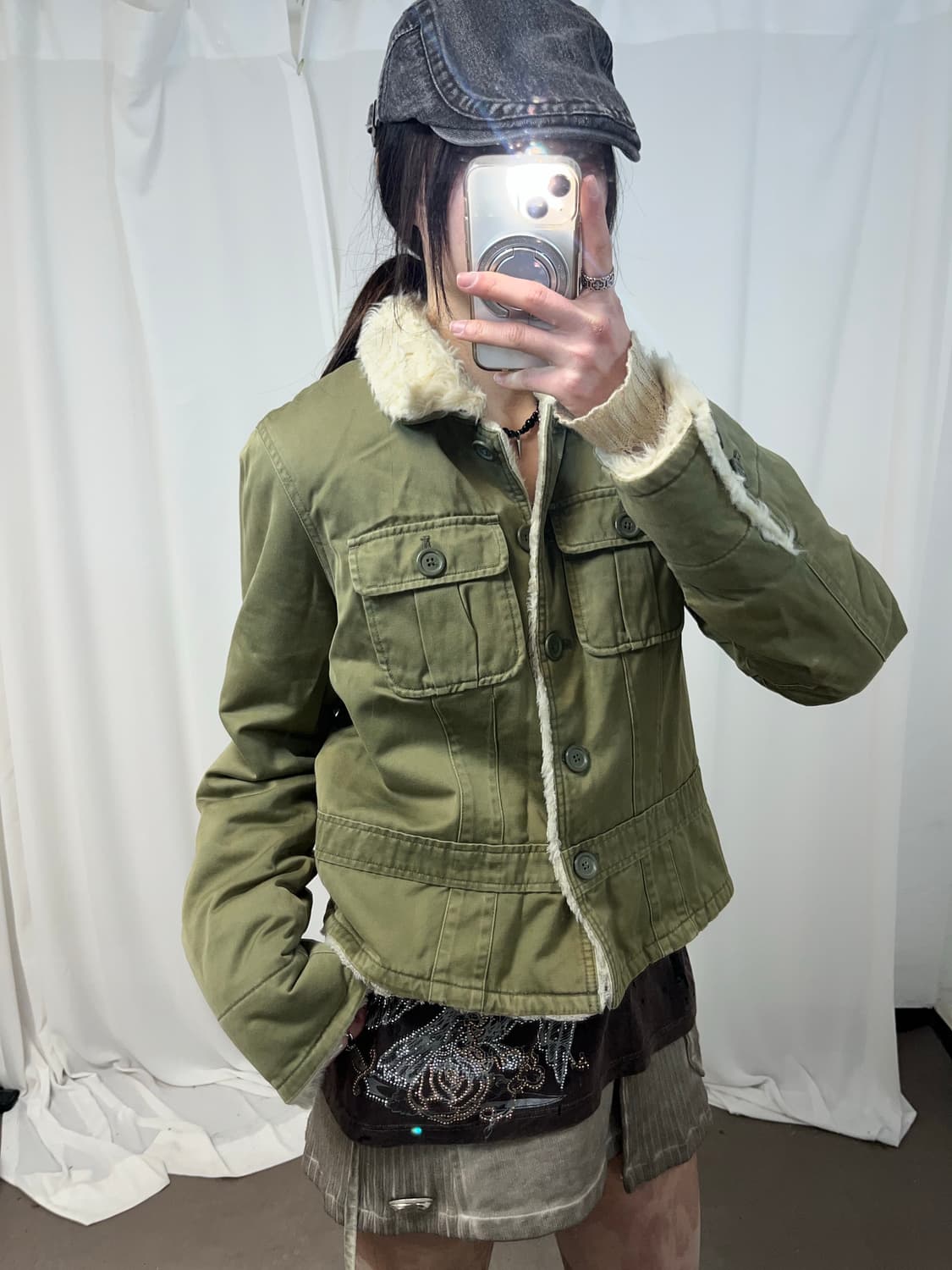 아베크롬비 카키 퍼 무스탕 상품이미지6