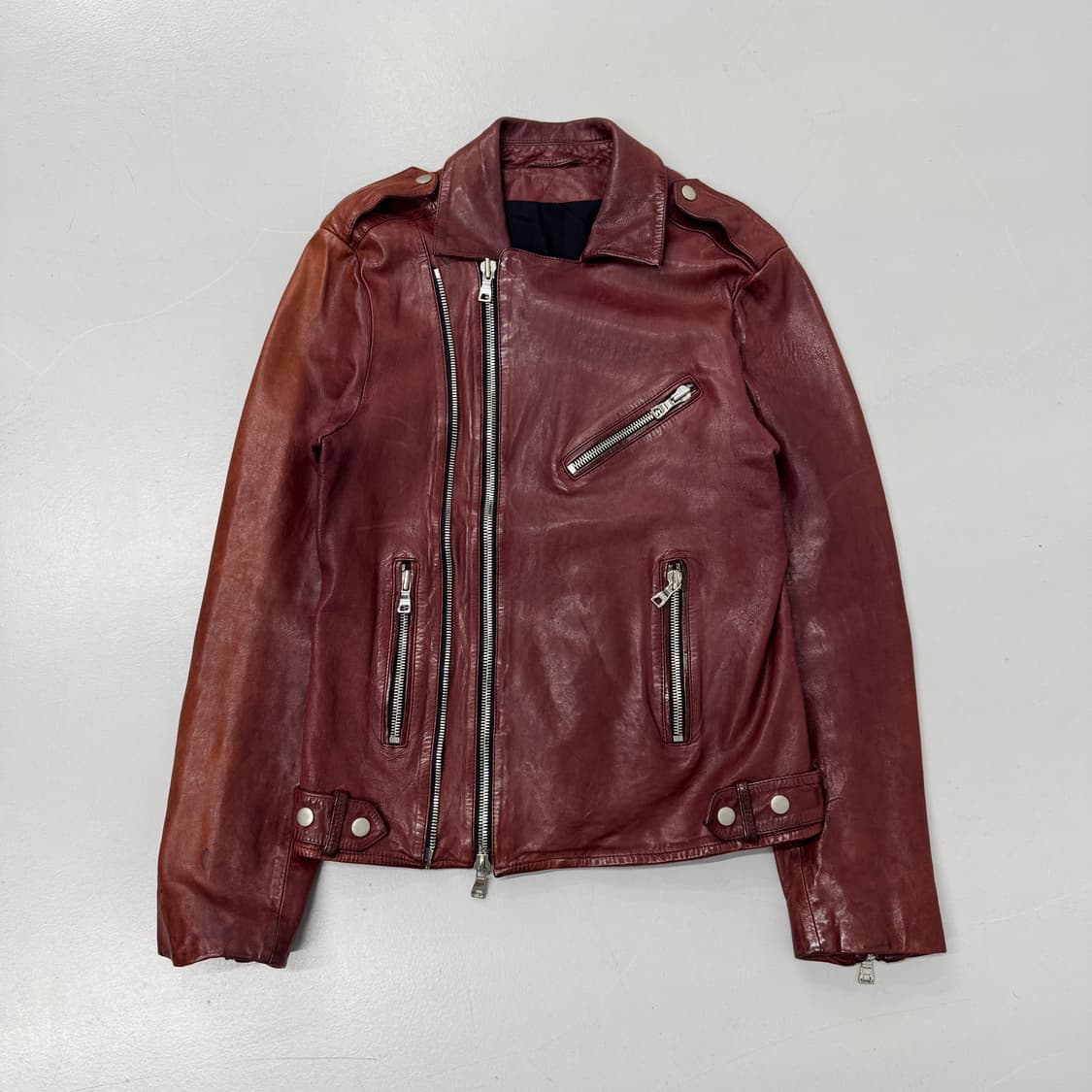 바이커 리얼레더 양가죽 사선 라이더 릭오웬스맛 가죽자켓 상품이미지2