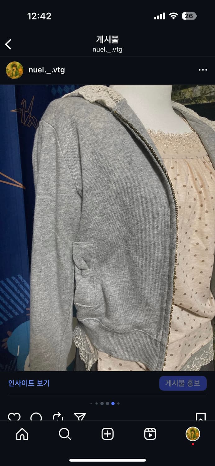 빈티지 얼스뮤직 레이스 후드집업 상품이미지5