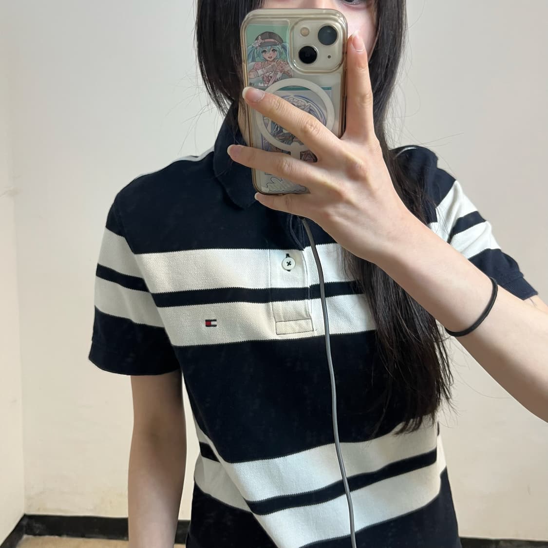 Tommy Hilfiger navy striped collar tee 상품이미지3