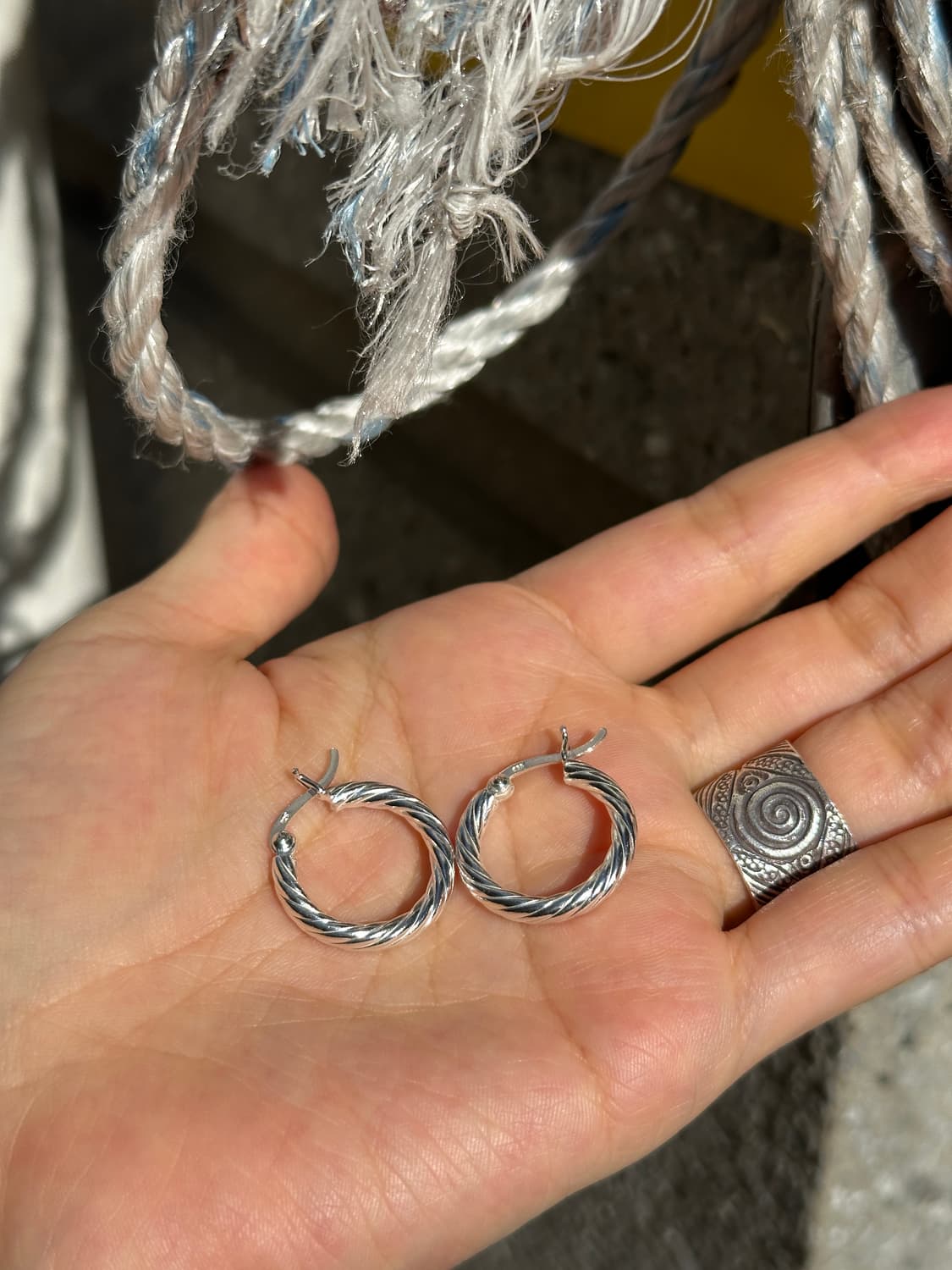 Twisted Rope Hoop 925 Silver Earrings 상품이미지2