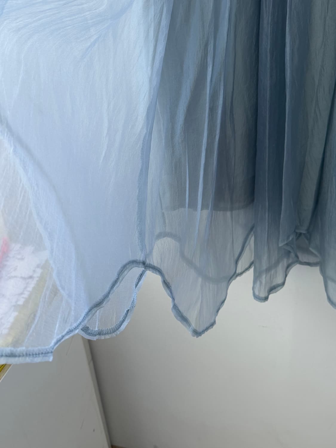 빈티지 애쉬블루 하늘색 쉬폰 롱 스커트 상품이미지3