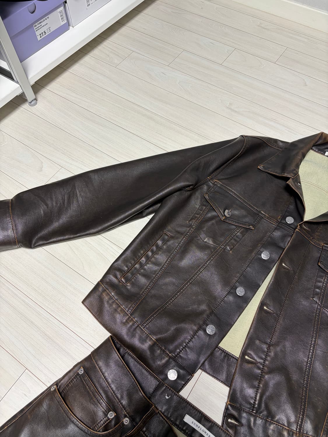 (L,32) Sunflower 레더 트러커 셋업 빈티지브라운 상품이미지6