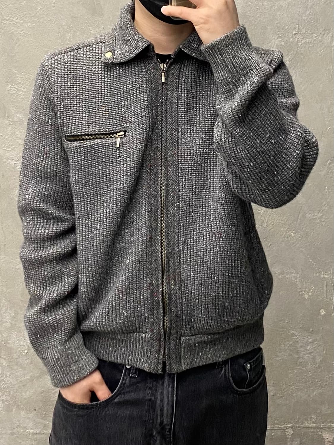 [M] 90s Pierre Cardin 빈티지 울 니트 집업 자켓 상품이미지8