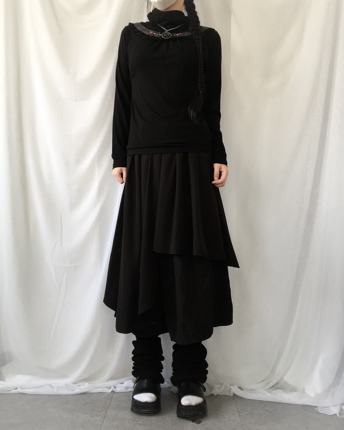 Axes femme lace point high neck sleeve 상품이미지8