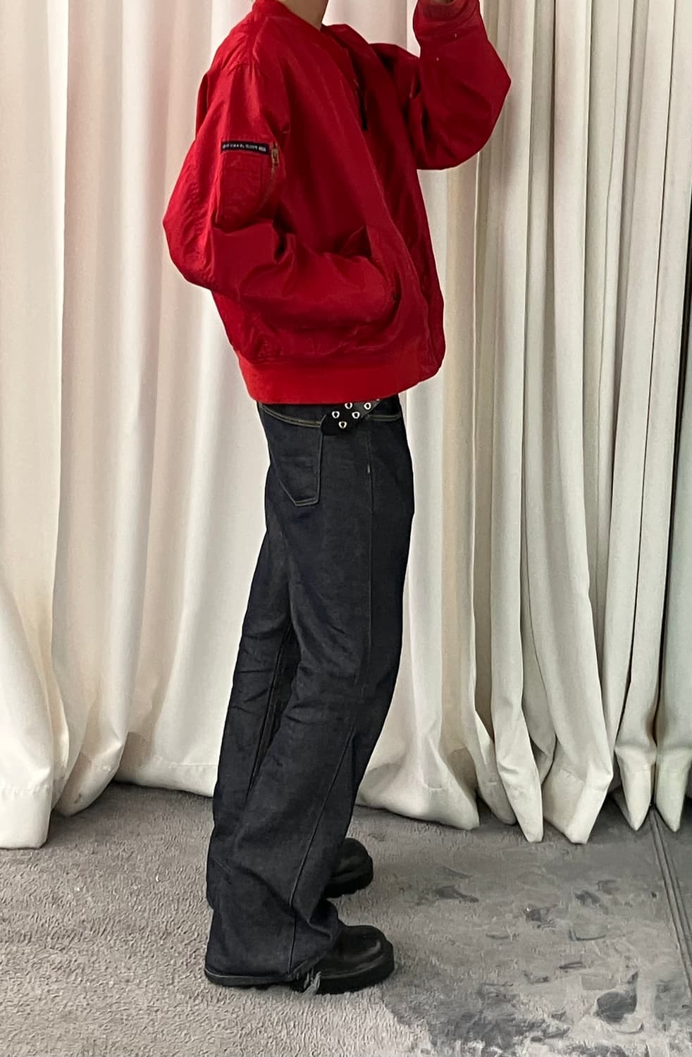 90's 폴로 랄프로렌 레드 봄버 자켓 L 상품이미지8