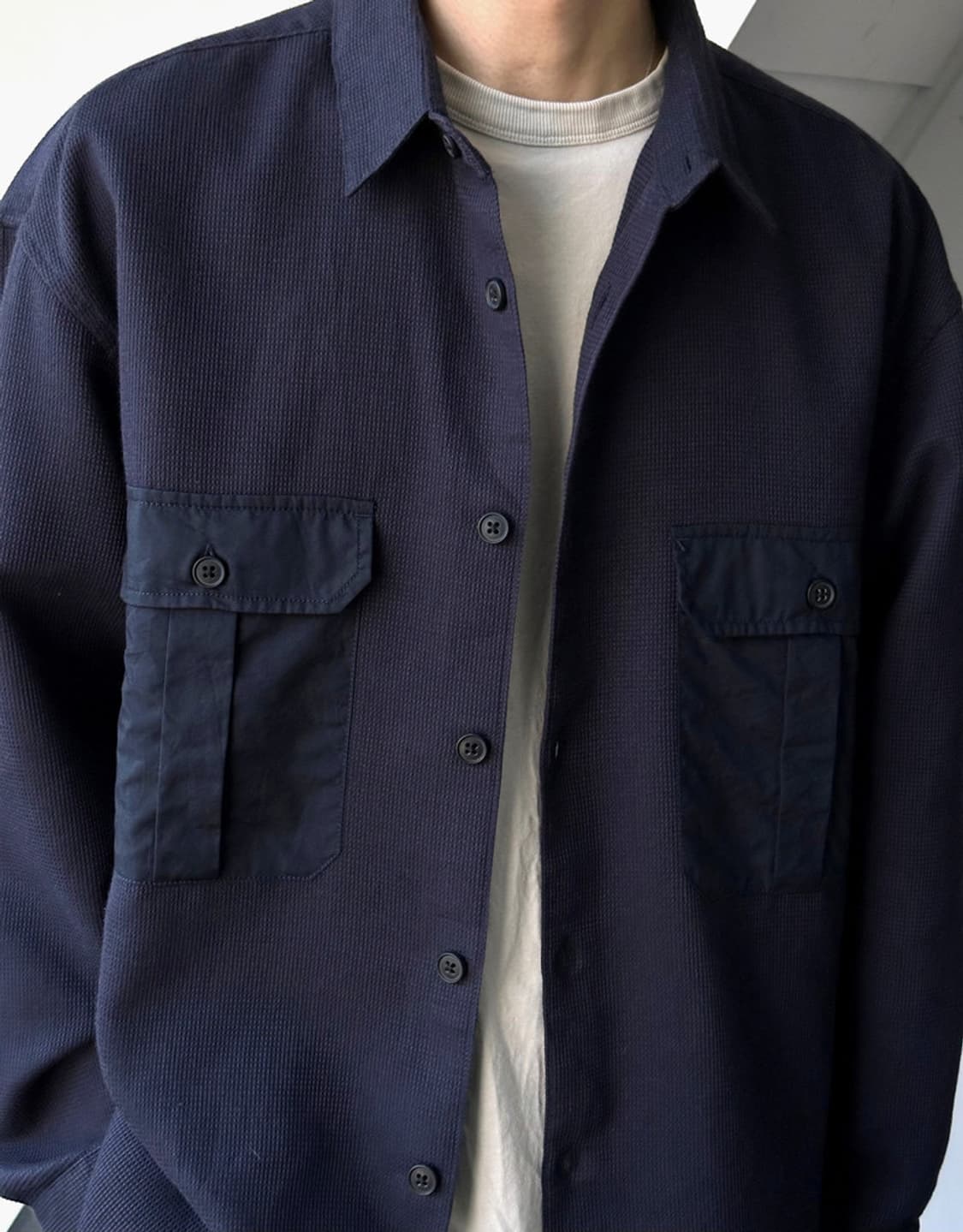 Cotton woven design panel pocket work sh 상품이미지9