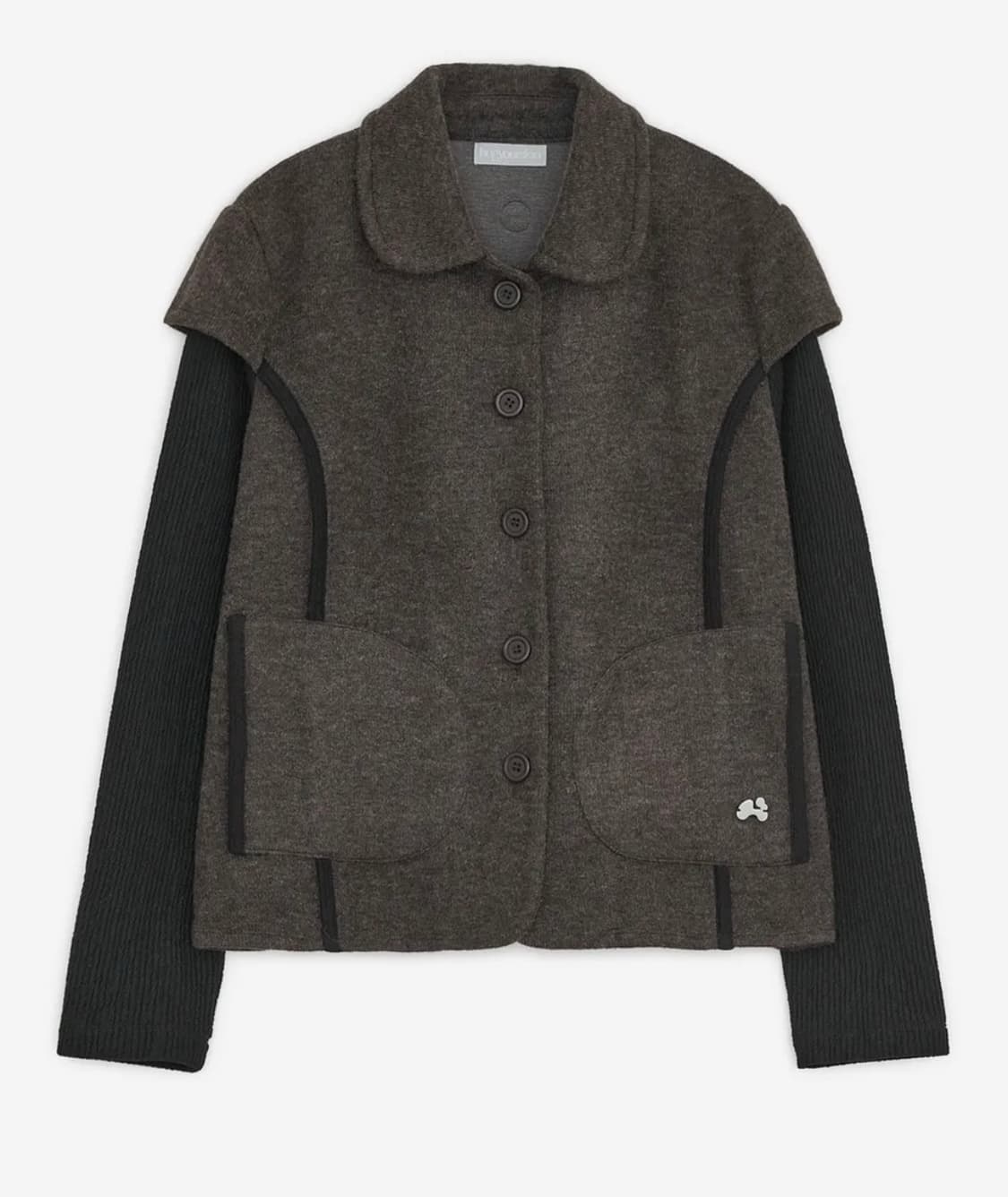 허그유어스킨 라운드 카라 니트 자켓 브라운 상품이미지1