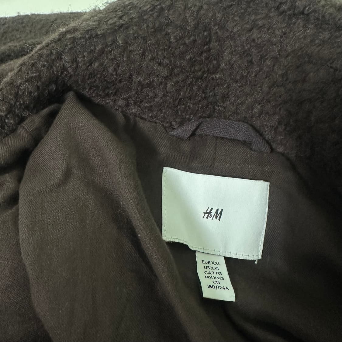 XXL 흐앤므 H&M 딥브라운 오버핏 투웨이 크롭 부클자켓 상품이미지4