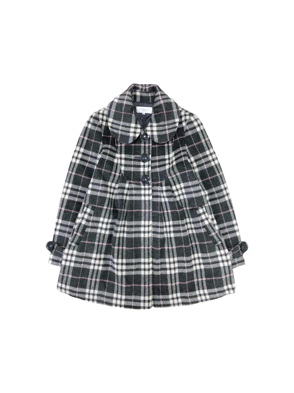 빈티지 미디 체크 코트 상품이미지1