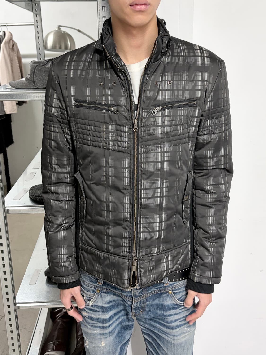 시멘틱 디자인 리브드 패딩 자켓 상품이미지2