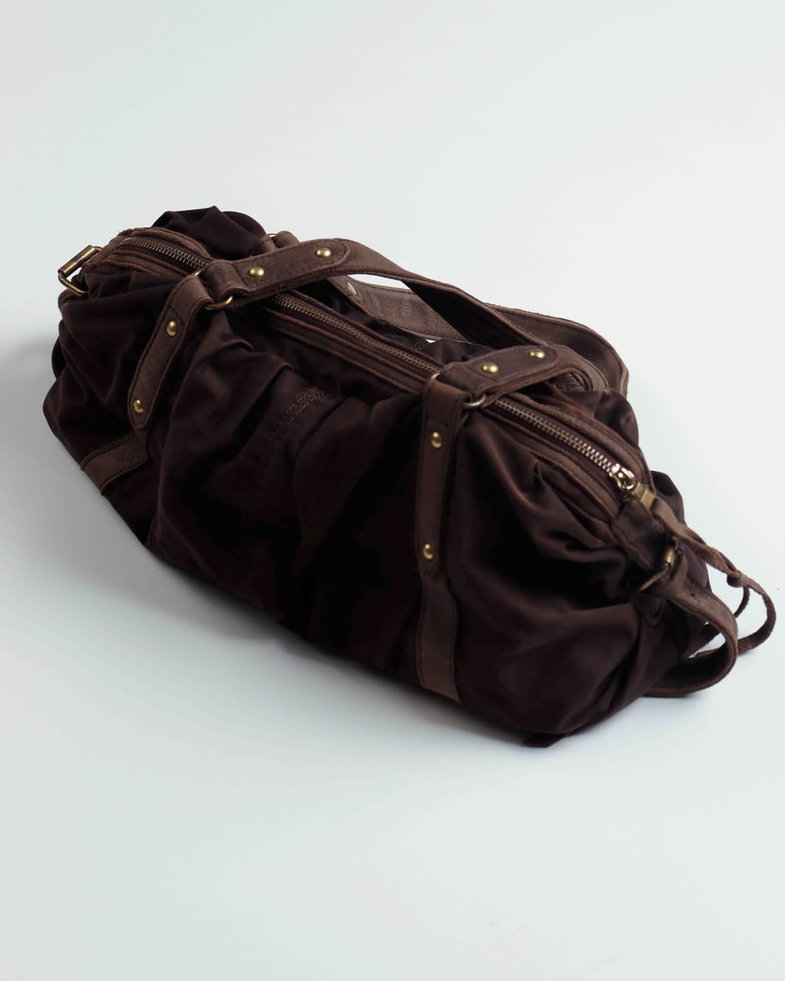 [Y.Nagata by Denim & Co.] 브라운 레더 믹스 숄더백 상품이미지3