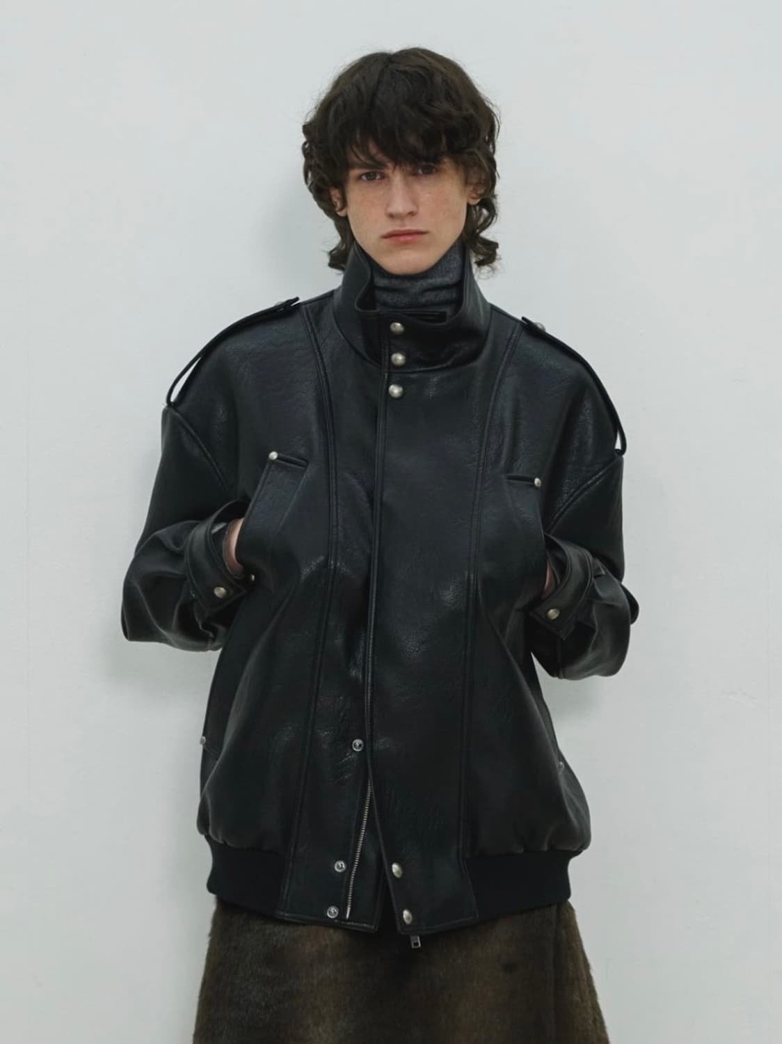 4 Pocket Oversized Leather Blouson S 상품이미지1