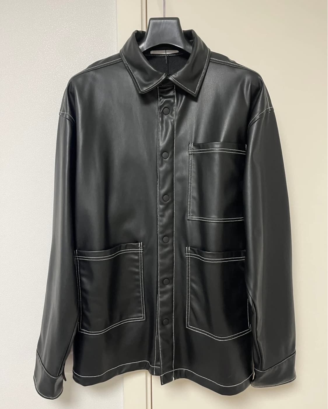 [새상품] ZARA 자라 블랙 레더 오버 셔츠 자켓 상품이미지1