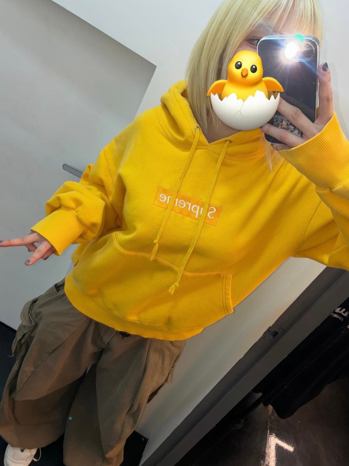 🐥희귀 매물🐥 슈프림 박스로고 옐로우 후드티 상품이미지1