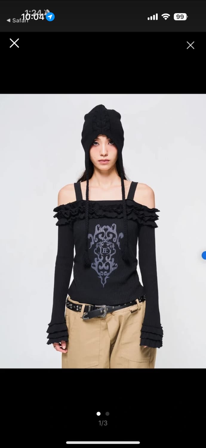 leey 블랙 오프숄더 탑 상품이미지1