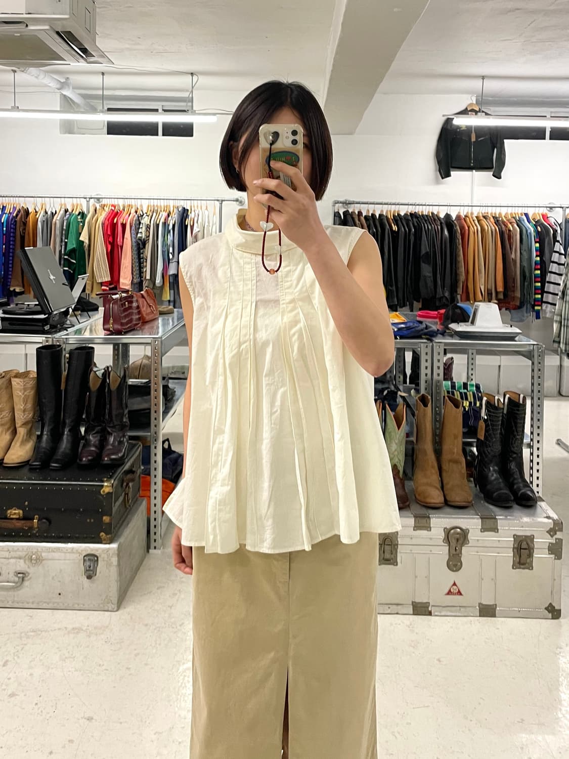MARNI x UNIQLO pleats sleeveless shirts 상품이미지1