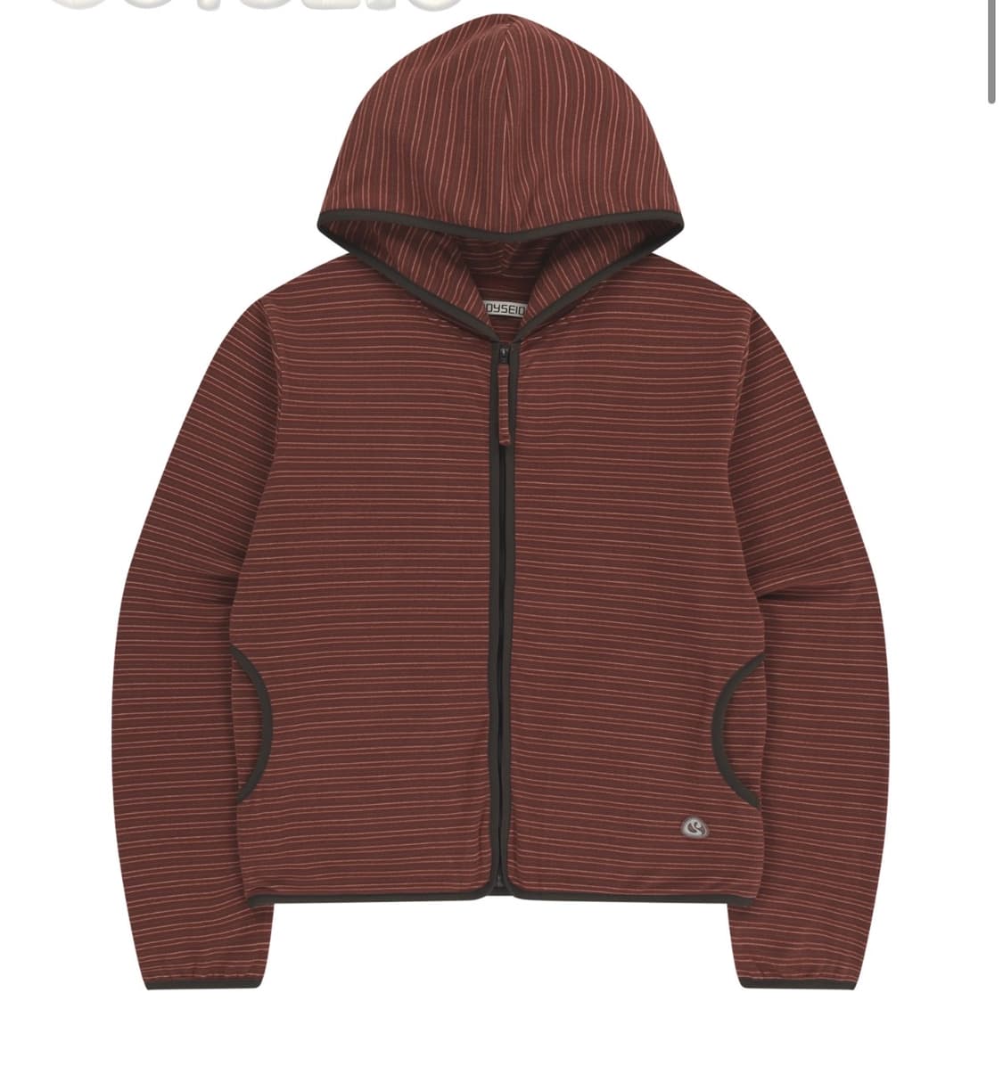 코이세이오 스트라이프 플리스 후드 집업 레드 상품이미지1