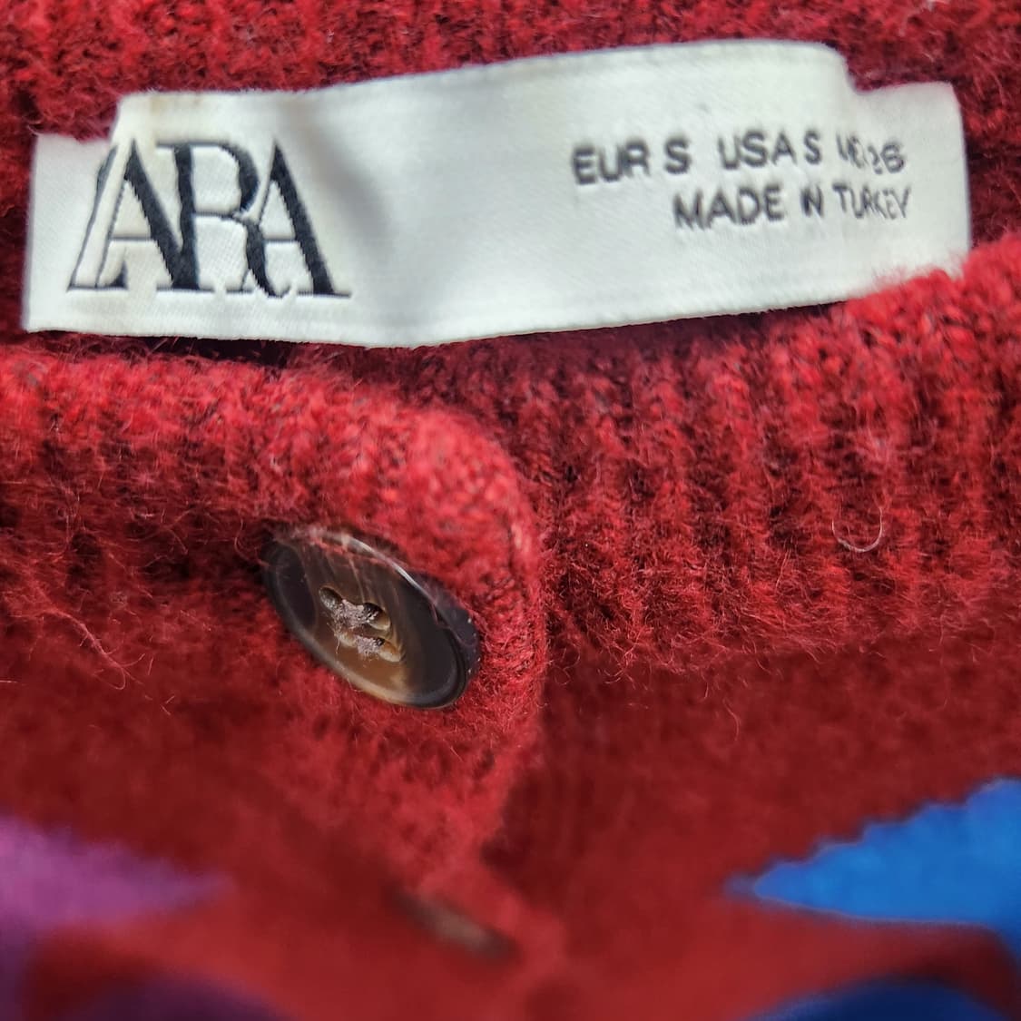 자라 ZARA 아가일 패턴 숏 가디건 XL 상품이미지4