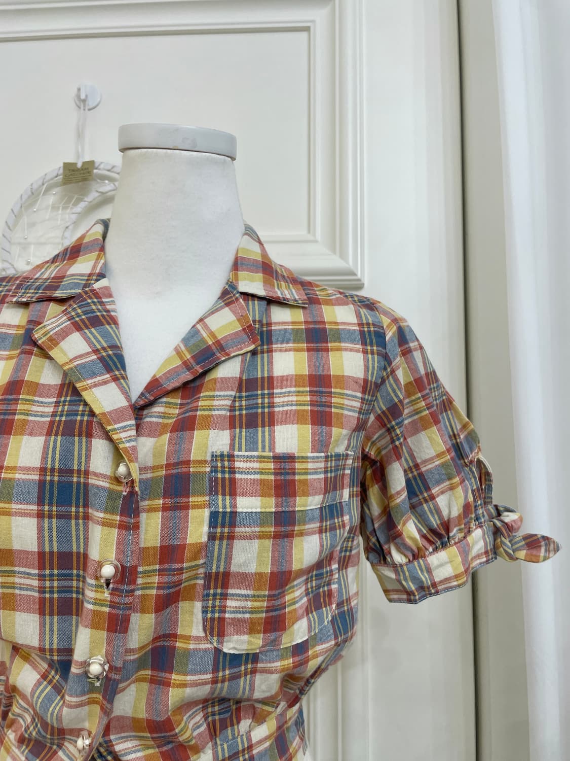 LIZ LISA red blue check bow point crop s 상품이미지5