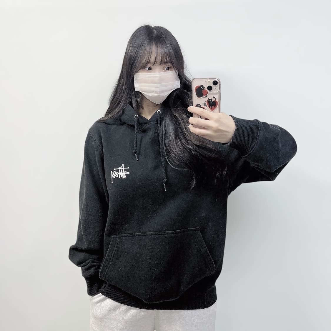 스투시 Stussy 베이직 로고 후드티 블랙 상품이미지1