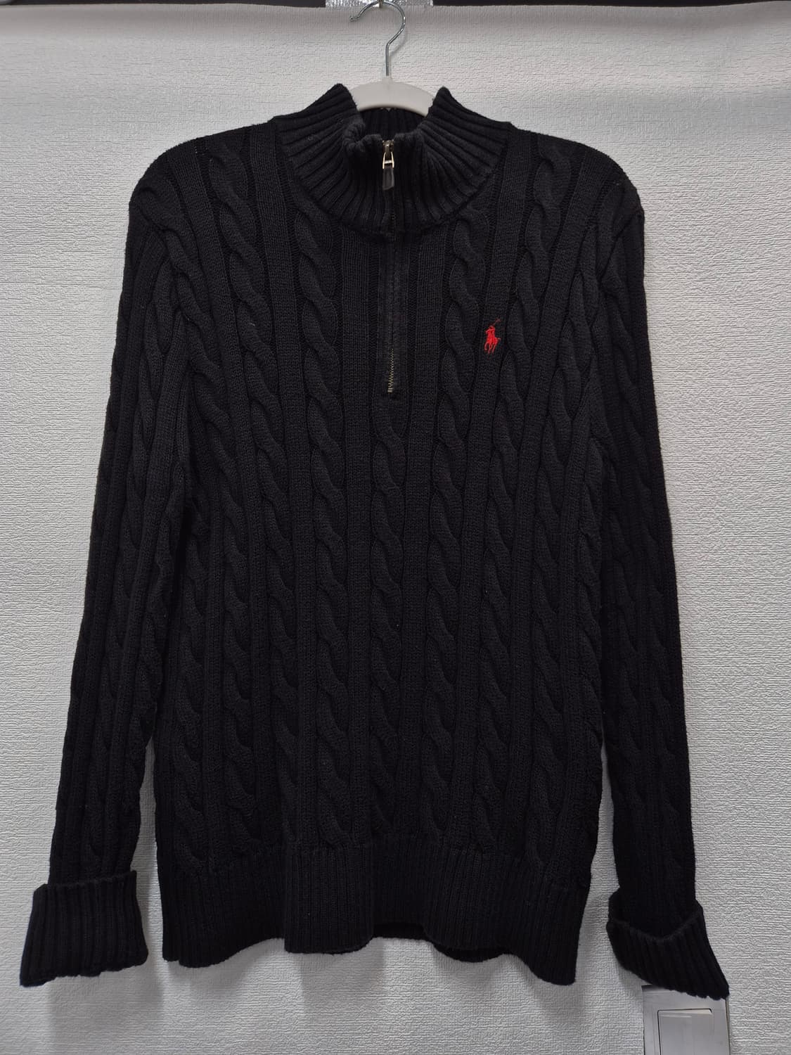 폴로 랄프로렌 블랙 꽈배기 니트 반집업 /95(정품) 상품이미지1