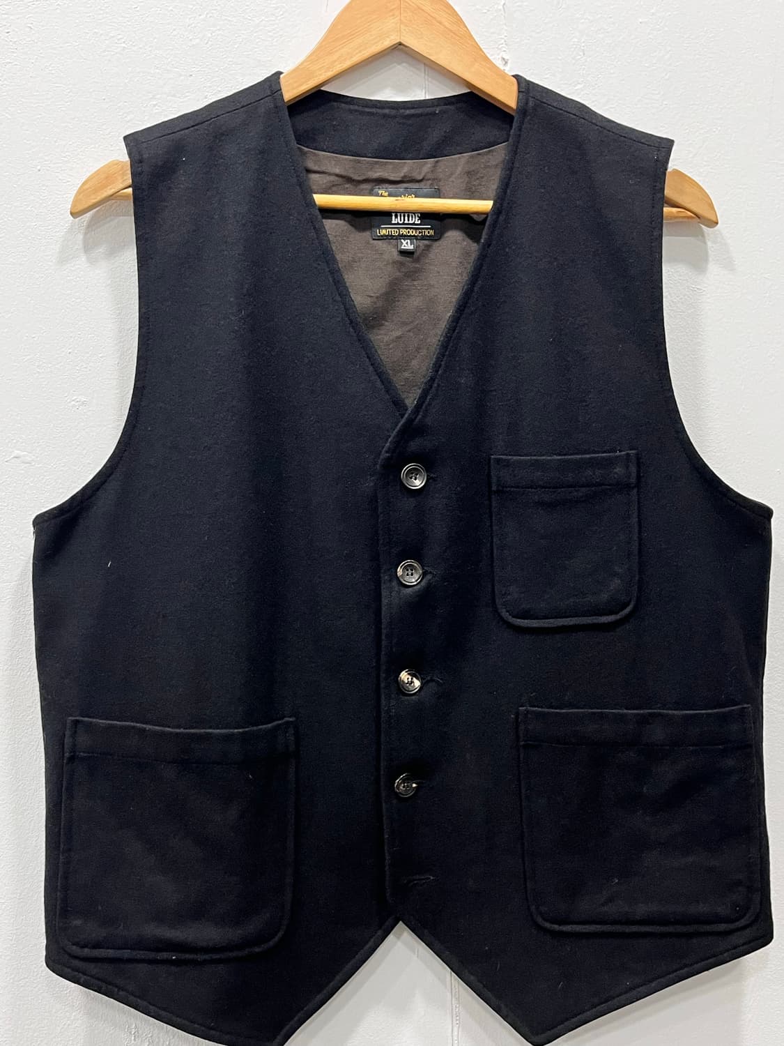 Vintage 루이드 울 블랙 베스트 XL 상품이미지4