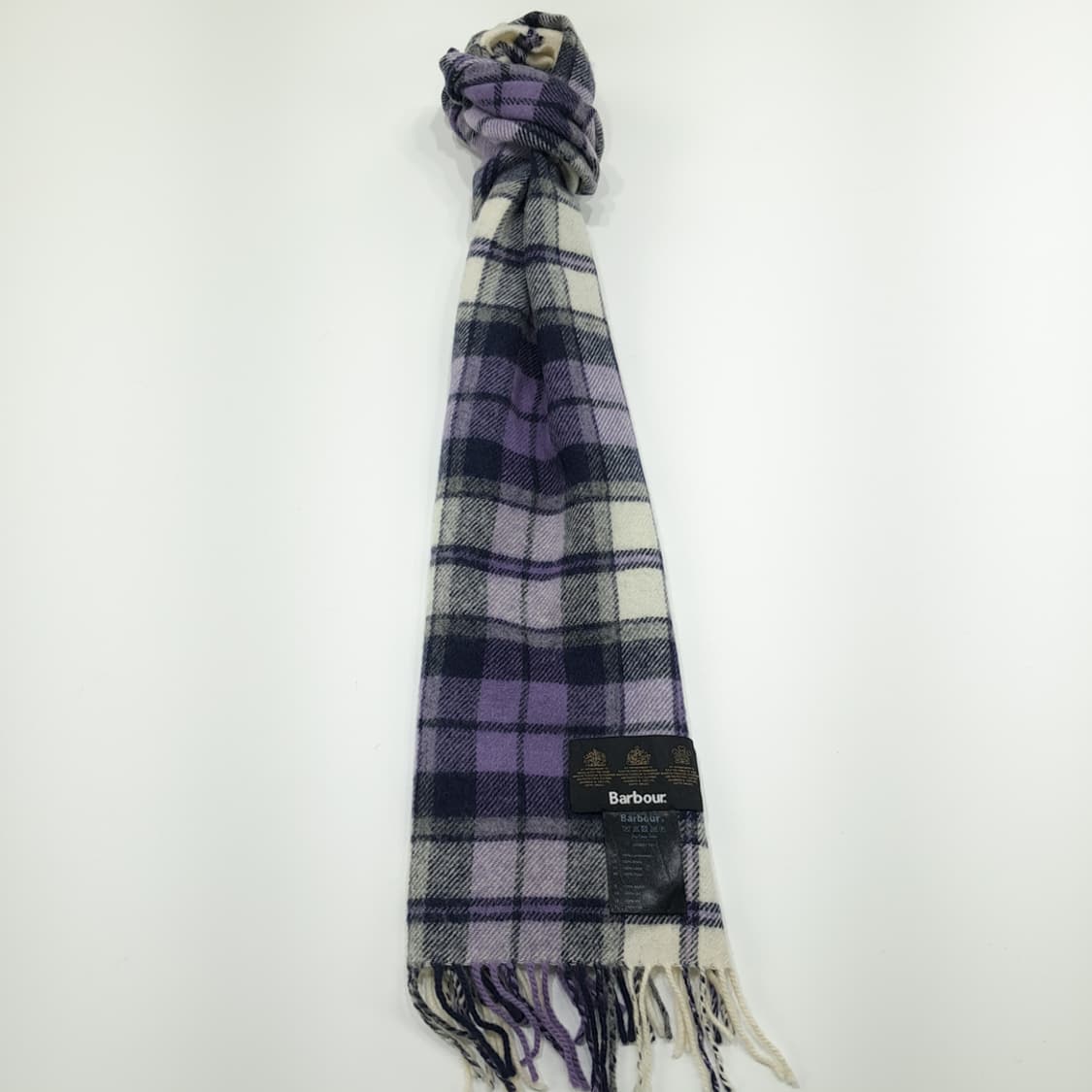 MX237 바버 퍼플 타탄체크 램스울 목도리 머플러 상품이미지3