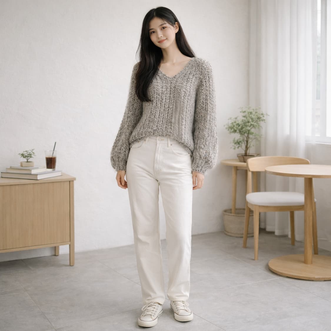 패트리지아 페페 믹스컬러 브이넥 청키 니트 상품이미지2