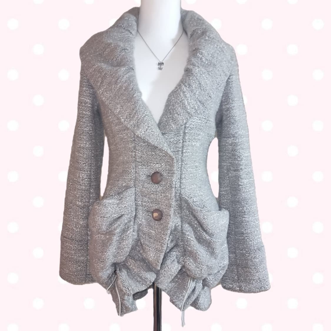 모리걸 빈티지 러블리 벌룬 코트 숄 카라 상품이미지2