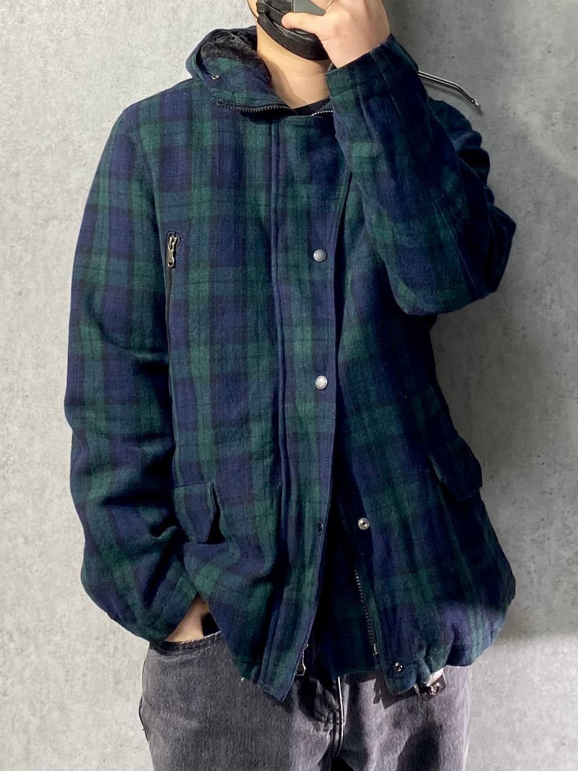 [L] TK MIXPICE 타케오 키쿠치 블랙와치 체크 울 후드 자켓 상품이미지9