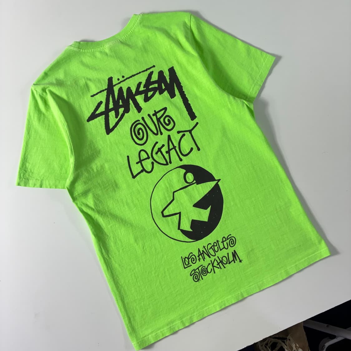 Stussy  스투시 x 아워레거시 라임그린 반팔티셔츠  상품이미지2