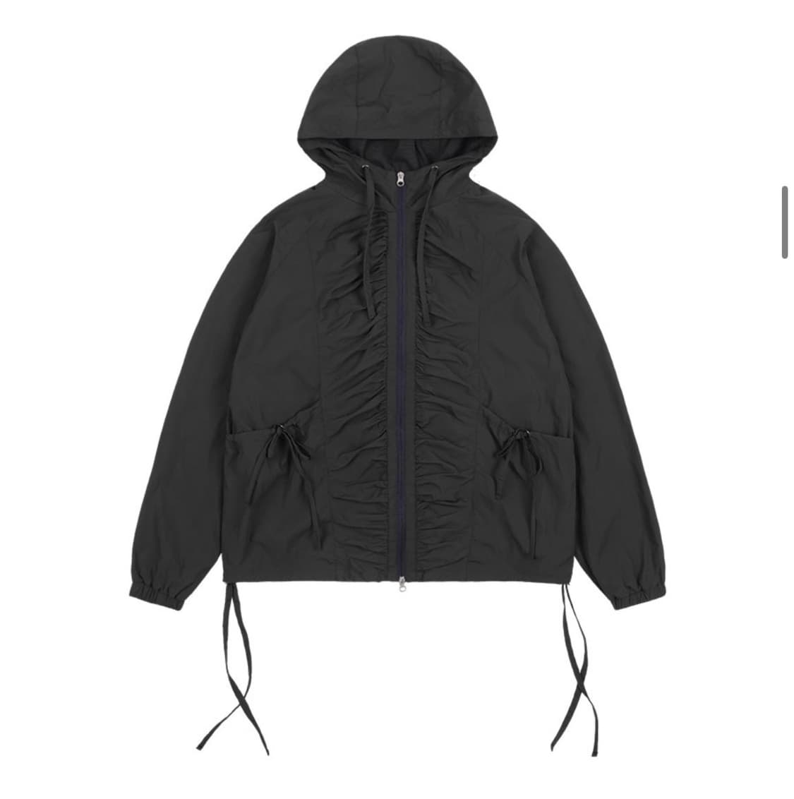 팬시클럽 리본 셔링 윈드 브레이커 차콜 상품이미지2