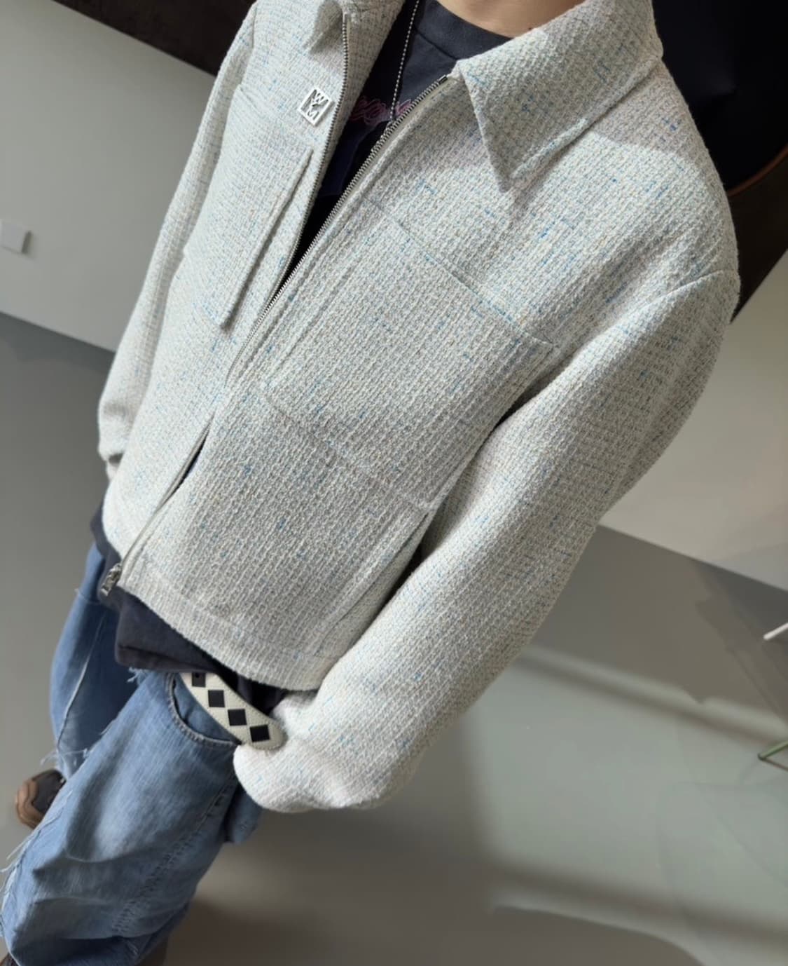 (46) 24ss 우영미 트위드 자켓 화이트 상품이미지4