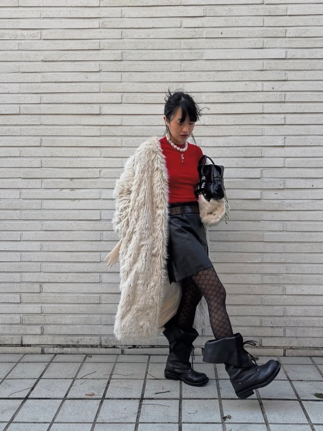 네거티브쓰리 레이스업 폴디드 롱부츠 블랙 240 상품이미지3