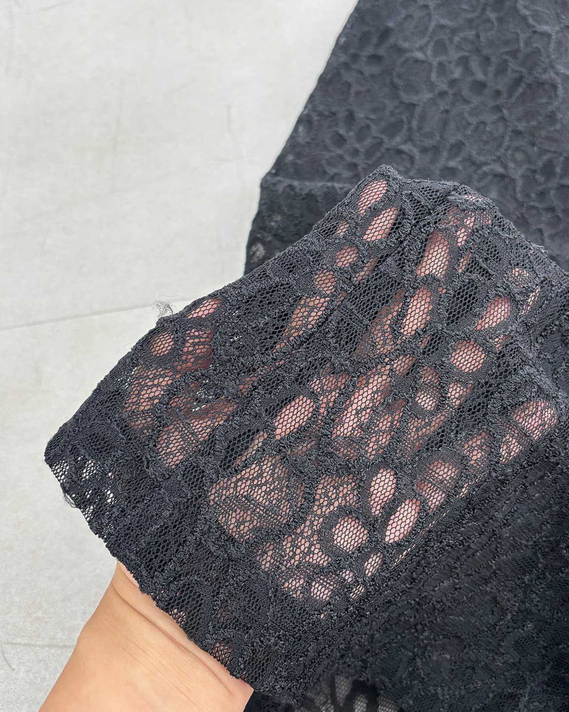 Nuit noir black lace layered long skirt 상품이미지7