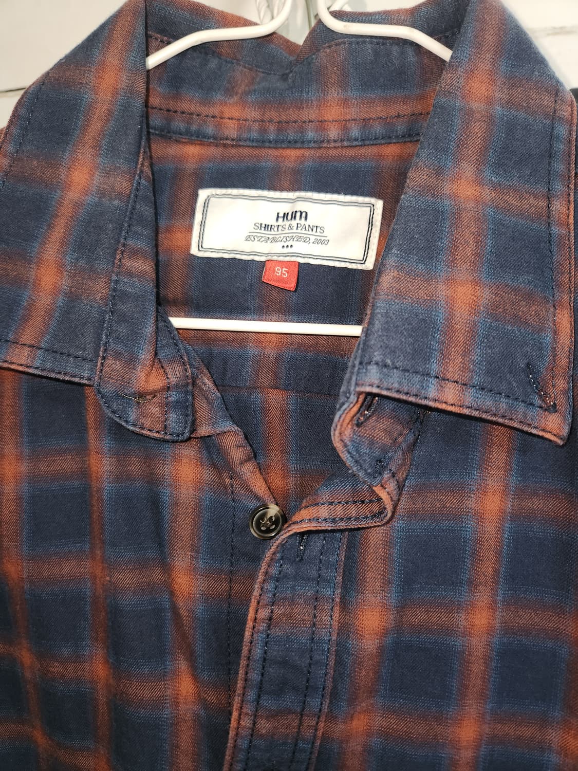 HUM 체크 슬림핏 셔츠 남방 95 상품이미지3