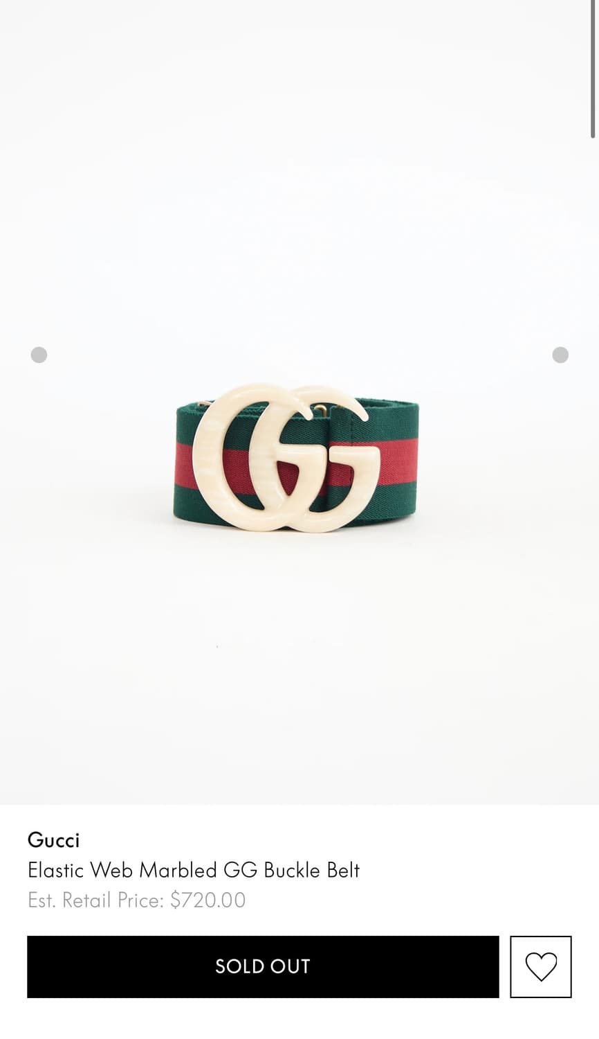 구찌 엘라스틱 웹 마블 GG버클 벨트 상품이미지2