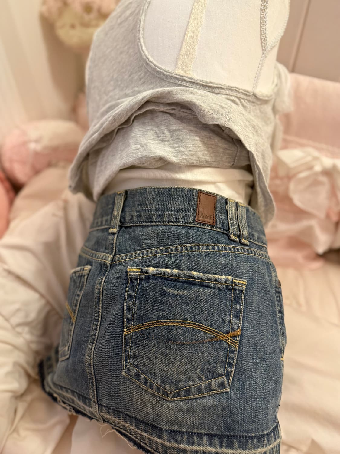 아베크롬비 A&F 새상품 청치마 y2k 26 사이즈2데님스커트로우라이즈 상품이미지4